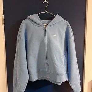 Roots Blue Cropped Zip-Up Sweater